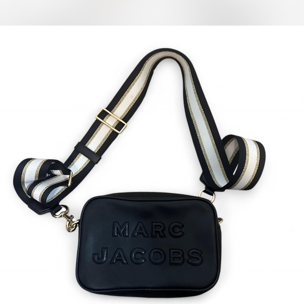 Marc Jacobs Black Crossbody with Striped Strap